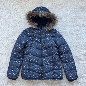 Kids OLD NAVY Starry Long Puffer Parka with Fur-Edged Hood, XL